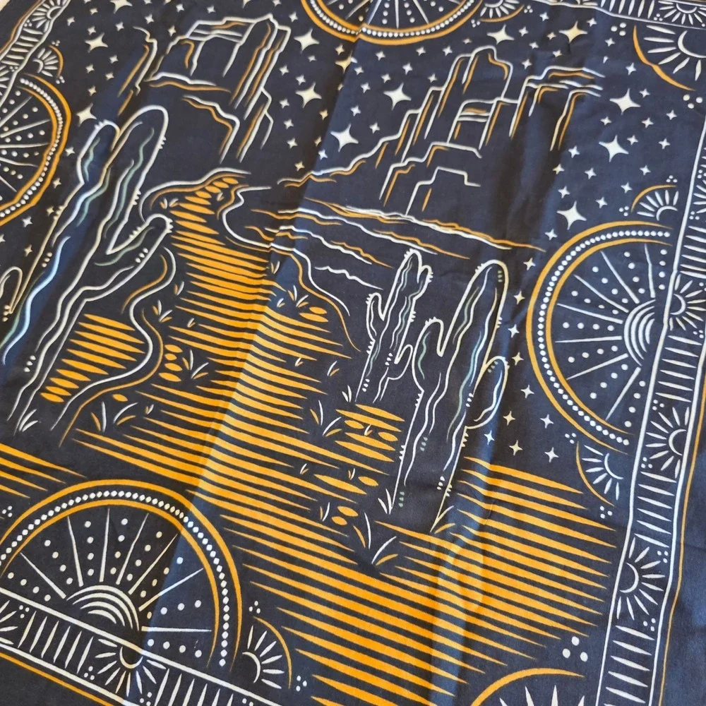 Southwestern Desert Night Bandana Cotton Saguaro Cactus Celestial Scarf Black